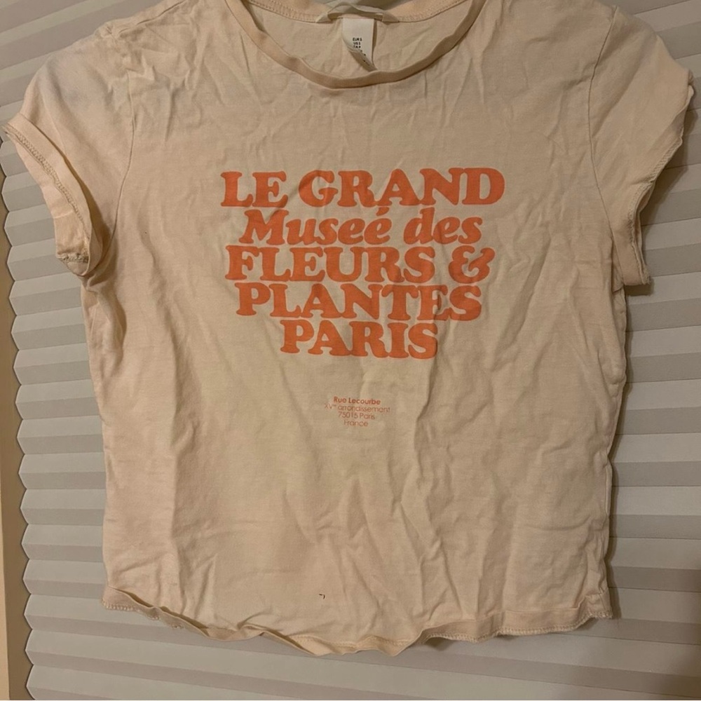 H&M Cream and Orange Graphic Tee